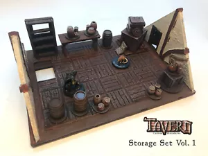 D&D Crates+Pots Storage Set | 28mm Tavern Terrain Dungeons & Dragons Pathfinder - Picture 1 of 6
