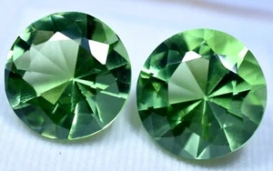 Lab Created Pair Of 78.25 Ct Green Peridot GGL Certified Round Cut Gemstone - Picture 1 of 7