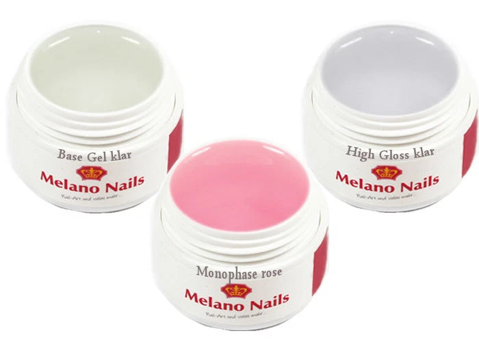 UV Gel Spar Base Haft+Monophase Gel rosa+ High Gloss Gel 3x15ml Set-56 - Bild 1 von 1