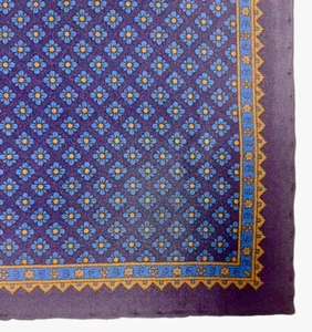 New CESARE ATTOLINI NAPOLI Navy Blue Floral Box Silk Print Pocket Square - Picture 1 of 2