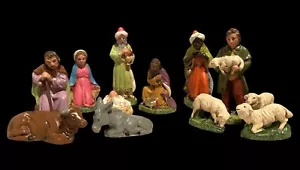 Figuras antiguas de masa belén 1960 Steinach Alemania 12 piezas como Marolin RDA - Imagen 1 de 4