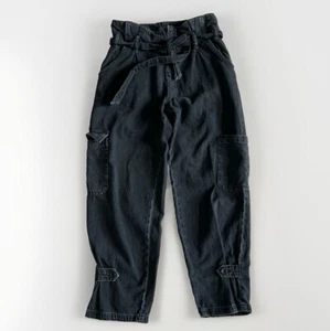All Saints Womens 6 Black Relaxed Fit Cargo Pants Tie Waist Grunge Goth - Picture 1 of 11