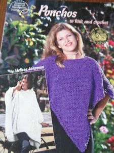 AMERICAN SCHOOL OF NEEDLEWORK KNIT & CROCHET PONCHOS PATTERNS 6 DESIGNS - Picture 1 of 2