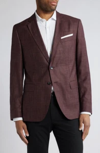 NEW Hugo Boss Hutson Open Red Wool & Silk Blend Sport Coat Sz 36R NWT $895 - Picture 1 of 18