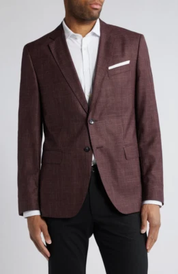 NEW Hugo Boss Hutson Open Red Wool & Silk Blend Sport Coat Sz 36R NWT $895 - Image 1 of 4
