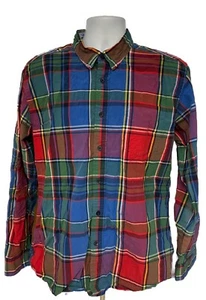 Vintage Tommy Hilfiger Mens Large Faded Rainbow Plaid Collared Button Shirt - Picture 1 of 4