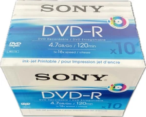 1 x 10 SONY DVD-R WriteOnce 4.7GB 1x16x INKJET (10DMR47B-IP) OVP NEU - Bild 1 von 1