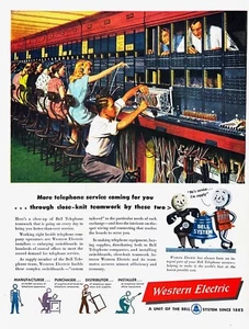 1947 BELL TELEPHONES Genuine Vintage Print Ad Switchboard Operators Western - Picture 1 of 1