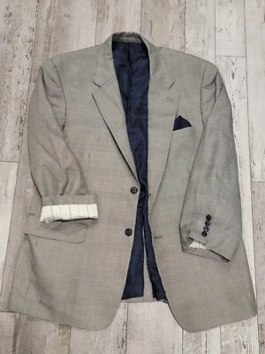 Blazer de hombre 44R Club Room tartán gris seda lana cachemir 2 botones abrigo deportivo Foto 1 de 4