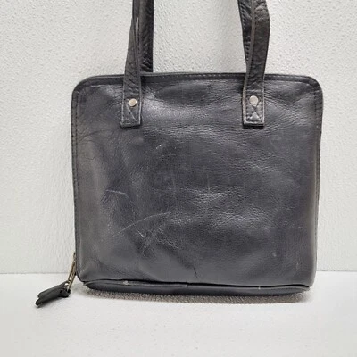 Frye черная кожаная сумка с короткими ручками молнии наплечная сумка Дамская сумка сумочка двойной ремень - Изображение 1 из 4