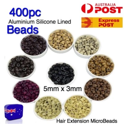 Hair Extension Micro Ring Beads 400 Silicone Lined 5mm x 3mm HIGH QUALITY Links - image 1 of 4