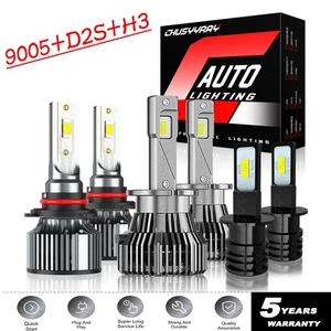 For Infiniti QX56 2004-2010 9005+D2S+H3 LED Headlight Hi-Lo+Fog Light Bulbs - Picture 1 of 19