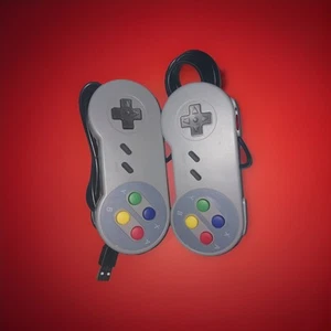 2 ~ SNES Super Nintendo Style USB Controller Gamepad per PC / MAC WINDOWS Linux - Foto 1 di 2