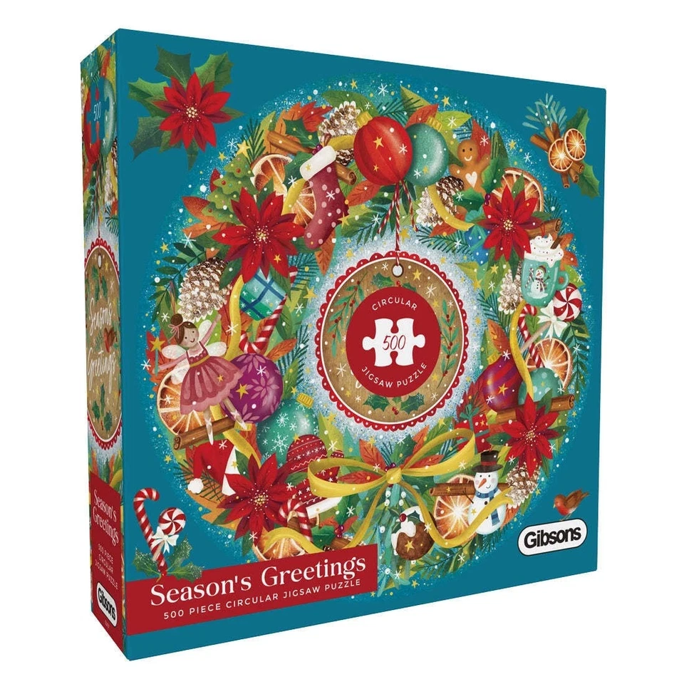 Gibsons Circular Jigsaw Puzzle 500 Piece - Seasons Greetings - Image 1 of 1