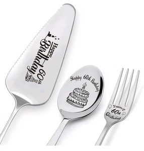 Geburtstagsutensil Happy 60th Birthday personalisiert Lasergravur Edelstahl - Bild 1 von 6