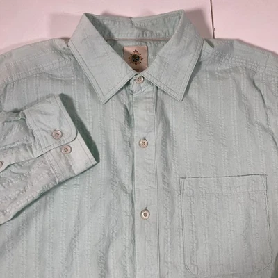 VTG Territory Ahead Shirt M Teal Blue Waffle Grid Poplin Chore Shacket 90s Y2K - Image 1 of 4