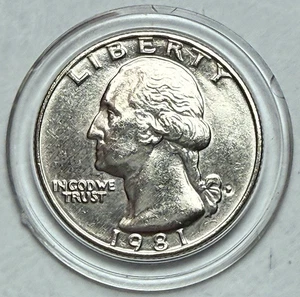 1981-P GEM BU Washington 25c ~ Blob Mintmark Almost Like D ~ Lustrous ~ U81 - Picture 1 of 2