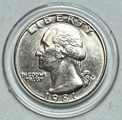 1981-P GEM BU Washington 25c ~ Blob Mintmark Almost Like D ~ Lustrous ~ U81 - Image 1 of 2