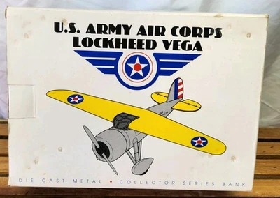Vintage SpecCast US Army Air Corps 1932 Lockheed Vega DieCast  Airplane Bank - Image 1 of 4