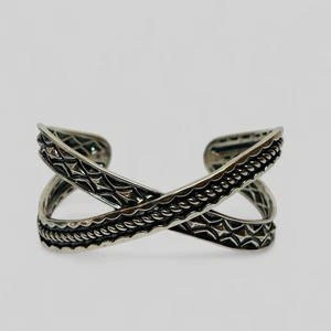 Carolyn Pollack AW Sterling 925 Silver Crossover Cuff Bracelet 6.5 in - Picture 1 of 7