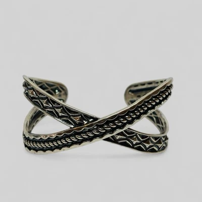 Carolyn Pollack AW Sterling 925 Silver Crossover Cuff Bracelet 6.5 in - Image 1 of 4