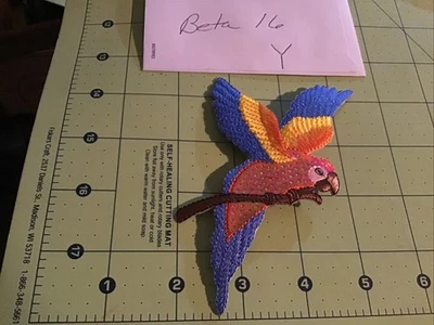 Sequin Parrot Bird Colorful Parakeet Applique Embroidered Patch Sew On - Image 1 of 4