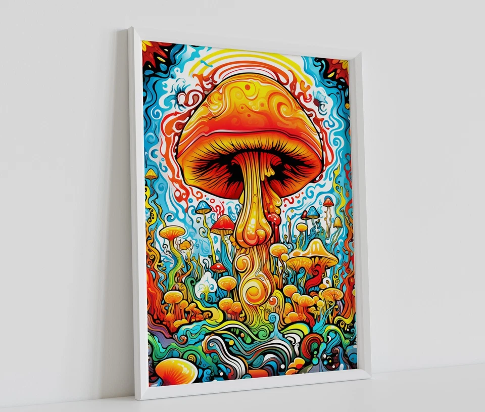 TRIPPY MAGIC MUSHROOM POSTER PRINT PSYCHEDELIC ACID ART SIZE A4 A3 A2 A1 - Image 1 of 1