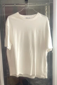 Zara Mens XL White Short Sleeve Light Weight Round Neck T-Shirt - Picture 1 of 5