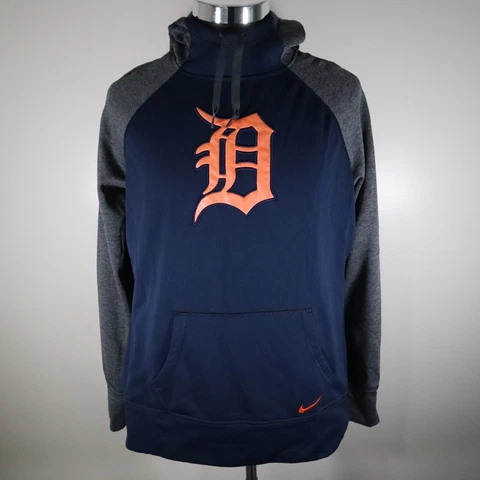 Detroit Tigers Hoodie Sweatshirt Womens XL Nike Therma-Fit Blue Gray Cover