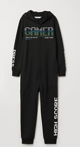 H&M   size 10-12 Youth Cool Graphics Gamer Sweatshirt Jumpsuit Zip Up