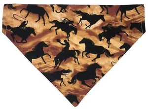Rodeo Cowboy Bronco Horse Reversible Neckerchief Cat Dog Bandana Neckwear - Picture 1 of 4
