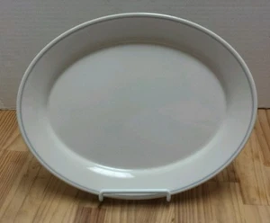 Comcor Oval Platter Beige Blue Stripe Commercial Corelle - Picture 1 of 5