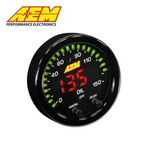 MEDIDOR DE PRESIÓN DE ACEITE DIGITAL AEM 30-0307 52 mm serie X 0~150psi - Imagen 1 de 2
