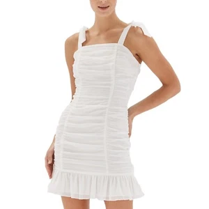 Vestido MINKPINK Little Darling Estampado Algodón Acanalado Blanco S B4HP - Imagen 1 de 5