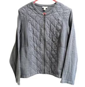 J.Jill ~Lightweight Mixed-Media Quilted Jacket ~Size L Petite - Picture 1 of 6
