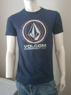 Men's Medium Volcom Stone Graphic Print T-shirt Navy Blue Skate Surf Cotton  - Image 1 of 4