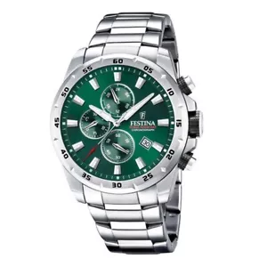 Orologio Uomo Cronografo Festina F20463/3 Con Quadrante Verde Cinturino Acciaio - Foto 1 di 4