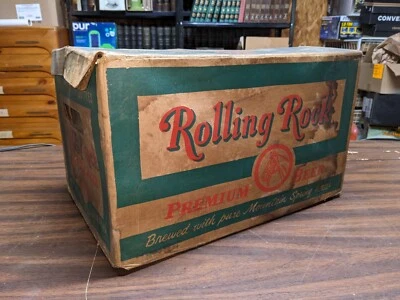Estuche vintage de Rolling Rock 1939, 24 botellas verdes de vidrio con etiquetas, 12 oz Foto 1 de 4