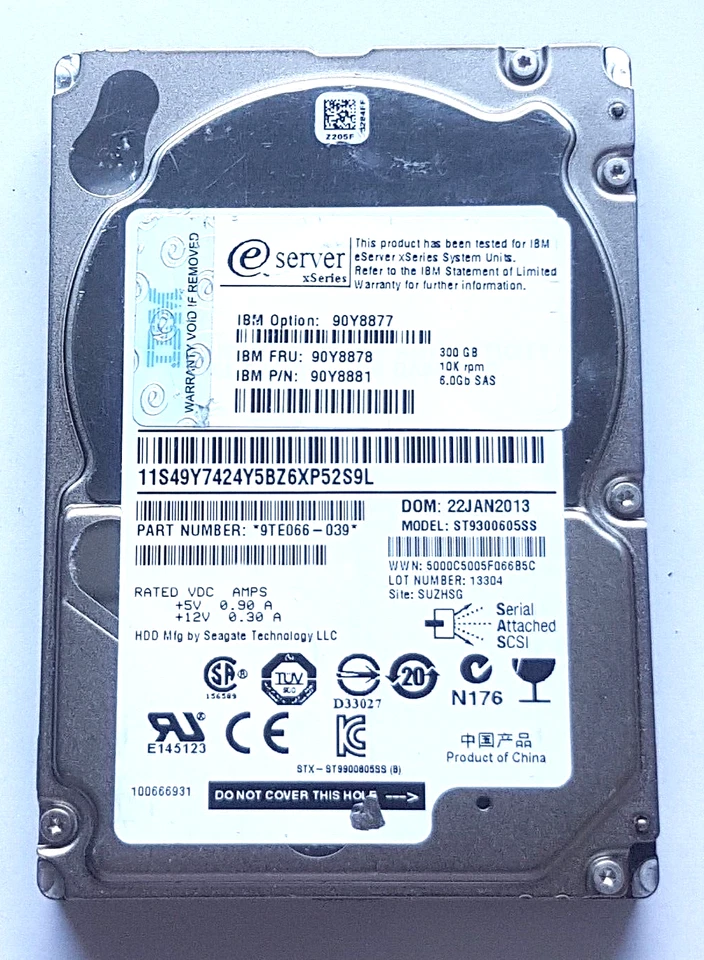 300 GB SAS IBM System X 90Y8877/ST9300605SS 10K RPM 64MB 2.5 " Internal Hard - Image 1 of 1
