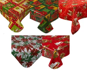 Mantel protector de mesa de Navidad PVC limpiar Navidad cena fiesta - Imagen 1 de 14