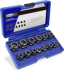 PLATINUMEDGE 13 Pezzi Set Rimozione Bulloni e Dadi a Impatto, Estrattore Bulloni Strippati Se - Foto 1 di 12