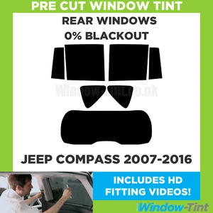 For Jeep Compass 2007-2016 Pre Cut Window Tint Rear 0% Blackout Film - Picture 1 of 10