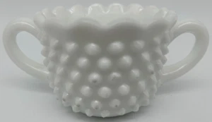 Hobnail Sugar Bowl~Milk Glass~Ruffled Edge~USED~Vintage Fenton Art Glass - Picture 1 of 4