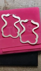 TOUS Classic Large Bear Icons Silhouette hoop earrings in sterling silver 925 - Picture 1 of 2