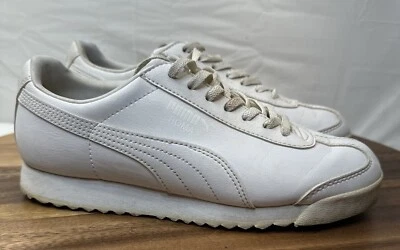 Zapatillas informales Puma Roma blancas sobre blancas 5 1/2 con cordones para mujer 354259 14 Foto 1 de 4