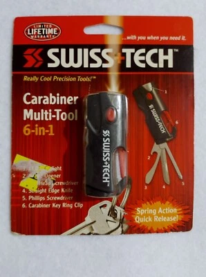 Swiss Tech 6-in-1 Carabiner Multi-tool Knife  Led Flashlight - Image 1 of 2