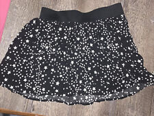 faded glory sz 10/12 large black white star skirt skort guc 