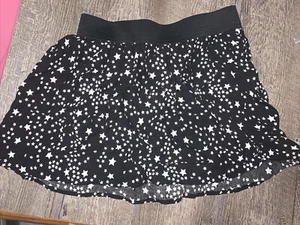 faded glory sz 10/12 large black white star skirt skort guc  - Picture 1 of 4