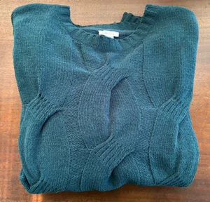 J.Jill Sweater XL Teal Chenille Cable Knit Soft Pullover Chunky Blue EUC Women's - Picture 1 of 11