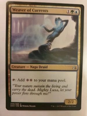 MTG Magic The Gathering Card Weaver of Currents reature Naga Druid Blue Green  - Image 1 of 2
